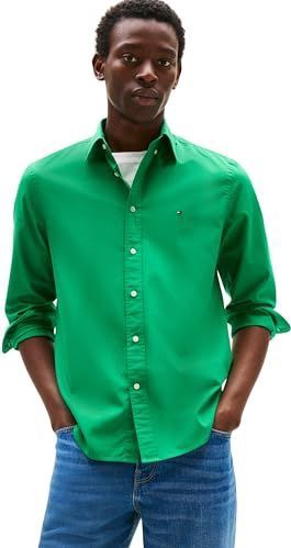 Tommy Hilfiger - Herenhemd - Groen - Flex Poplin Solid - Regular Fit