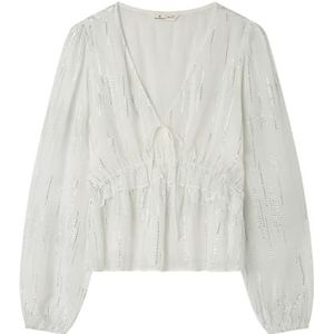 Springfield Lurex damesblouse met V-hals, bruin, maat 36