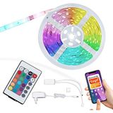 BRILONER Ledstrip 5 m, Smart Home, app- en spraakbediening, kleurrijk RGB-licht, ledstrip, ledstrip, kamerdecoratie, gaming-decoratie, ledstrip, led-lichtstrip, led-lichtstrip, 500 x 1 x 0,3 cm, wit