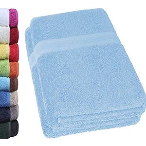 NatureMark Set van 2 Saunahanddoeken, Premium Kwaliteit, 80 x 200 cm, 100% Katoen, Lichtblauw