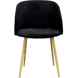 Zons Macaron, 4 YPOS stoelen, Scandinavisch, velours, zwart, metalen poten in houtlook, maat XL