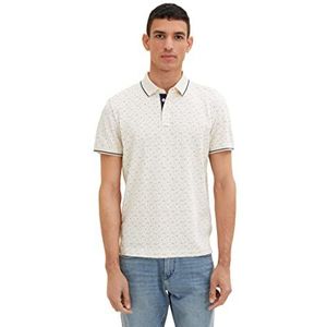 TOM TAILOR - Poloshirt - Off White - Multicolor Design - Regular Fit