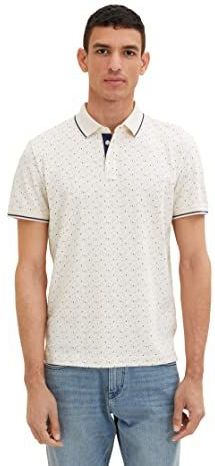 TOM TAILOR - Poloshirt - Off White - Multicolor Design - Regular Fit