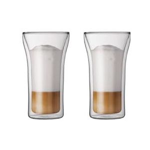BODUM 4547-10 ASSAM Koffieglasset (dubbelwandig, vaatwasmachinebestendig, 0,4 l/14 oz) - Pack van 2, transparant