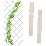 Relaxdays plantenklimrek uitschuifbaar, set van 3, houten klimplantenrek, 180x90 cm, tuin, balkon, terras, trellis, wit