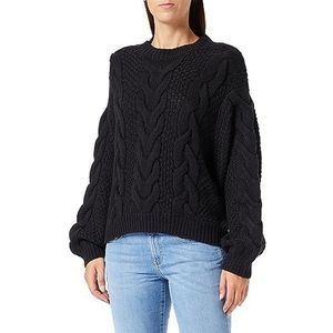 Wrangler Dames Crew Neck Cable Knit​ Sweater, zwart, XS