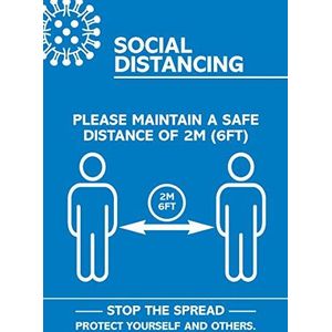SECO Coronavirus Essential Poster -""Social Distancing"", A3, Blauw en Wit