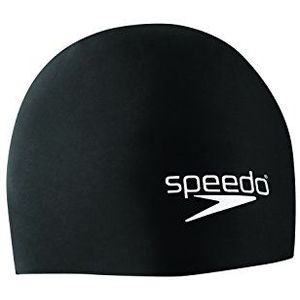 Speedo Elastomere Solid Soft Silicone Swimming Dome Swim Cap - Zwart, One-Size