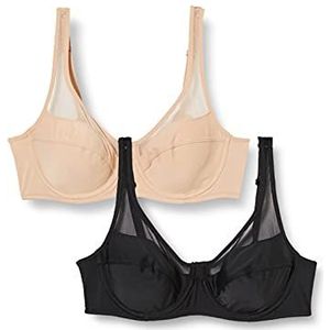 DIM - Generous - Set van 2 Omsluitende BH's - Zwart en Huidskleur - Polyamide