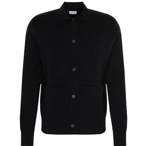 Seidensticker Herenjas, regular fit, gebreide jas, lange mouwen, 100% wol, blauw, S