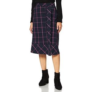 IPEKYOL Dames A-line Cut Gingham Patroon Bell Rok, Donkerblauw, 34