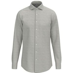 Seidensticker Flanellen overhemd voor heren, regular fit, flanellen overhemd, kent-kraag, lange mouwen, 100% katoen, grijs, 44