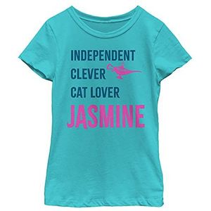 Disney Princess List Jasmine Girl's Solid Crew Tee, Tahiti Blue, X-Small, Tahiti Blue, XS