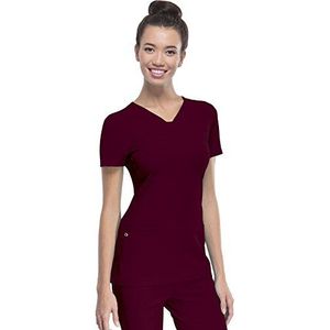 HeartSoul Women's Pitter-Pat V-Neck Scrubs Shirt, Wine, XXX-Large