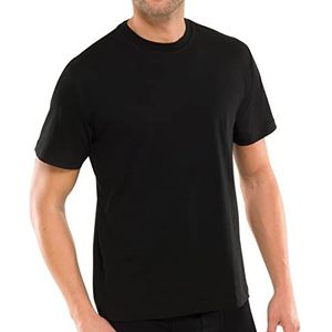 Schiesser Heren American Shirt V-hals onderhemd met mouwen - 100% katoen, zwart (000), S