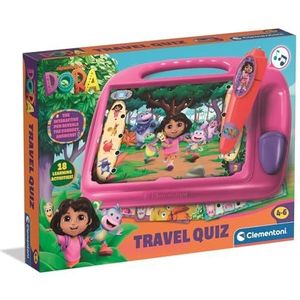 Clementoni E-Lektor Quiz Travel Dora - Educatief spel met interactieve pen en 9 kaarten - meer dan 180 taken - kleuterschool educatief speelgoed voor onderweg - 16683