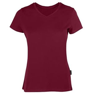 HRM Luxe V-hals T-shirt voor Dames, Bordeaux, Maat XS - Premium 100% Biologisch Katoen - Basic Shirt Wasbaar tot 60°C - Hoogwaardige en Duurzame Tops