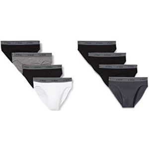 Athéna Promo Basic Coton Slip voor heren, verpakking van 8 stuks, zwart/zwart/zwart/antraciet/grijs gemêleerd/zwart/wit, L