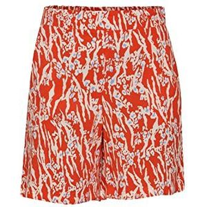 ICHI IHVERA SHO4 dames chino shorts bermuda korte broek loose-fit patroon, Mandarijn Red (171562), 36