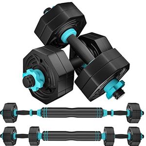Gewichten Halters Set, 9 kg Verstelbare ARUNDO Oefenapparatuur voor Thuis Gym Trainingen, Vrije Gewichten Spieropbouw Barbell Set voor Mannen/Vrouwen