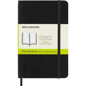 Moleskine zacht, Pocket Size, Plain Notebook: Blanco. Met vouwvak voor notities. Elastische bandsluiting