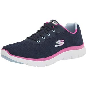 Skechers Flex Appeal 4.0 Fresh Move Sneaker voor dames, Navy Mesh Paars Blauw Trim, 39.5 EU