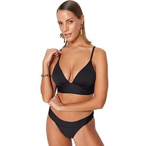 Trendyol Dames getextureerde rug gedetailleerde bikini top, zwart, 36