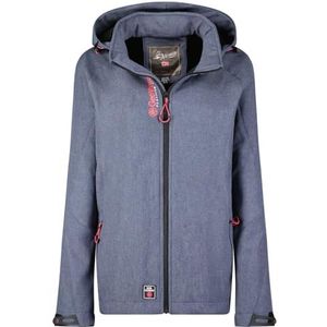 Geographical Norway Tereze Lady Softshelljas met capuchon voor dames, waterdicht, outdoor, winddicht, duurzaam, activiteiten, outdoor, wandelen, skiën, herfst, winter, lente (blauw, XL), Blauw, XL