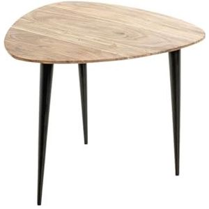 HAKU Möbel Bijzettafel acacia, zwart, Massief hout, metaal - Maat: B 55 cm x H 46 cm x D 55 cm, Stijl: Modern