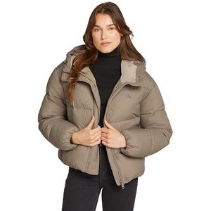 Calvin Klein Jeans Dames LOGO KORTE HOODED PUFFER J20J224112, Puffer Jacket, Grijs, M, Grijs (Brindle), M