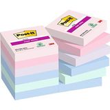 Post-it Super Sticky Notes Soulful Color Collection, Pack van 12 pads, 90 vellen per pad, 47,6 mm x 47,6 mm, roze, paars, groen, grijs, blauw - extra kleverige notities voor het maken en maken van