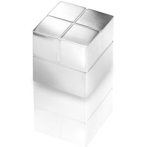 SIGEL GL196 super sterke neodymium magneet zilver, massief aluminium, 1 stuk, 2 x 2 x 2 cm SuperDym, voor glazen magneetborden en glazen whiteboards
