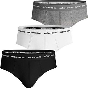 Björn Borg 9999-1221-90741 Katoenen Stretch Brief 3p Boxershorts Heren Zwart Melange, Wit XXL