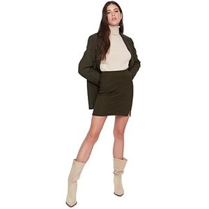 TRENDYOL Vrouwen Mini Kokerrok Bodycon Gebreide Rok, Dunkles Khaki, S