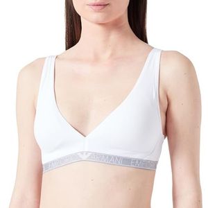 Emporio Armani Stretch Katoen Studs Logoband Gewatteerde Bralette Wit, Wit, XS