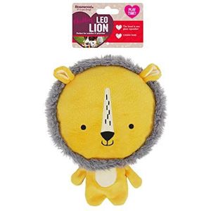 Rosewood Leo Lion, pluche interactief hondenspeelgoed met gigantische pieper en kreukellichaam - geel