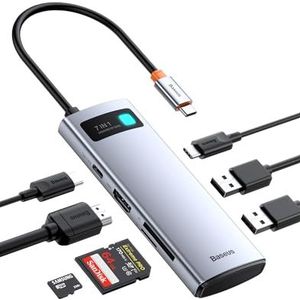 Baseus USB C Hub 7 in 1 Docking Station Adapter met 4K HDMI, 100W PD, 2 USB 3.0 5 Gbps, 1 USB C, SD/TF kaartlezer voor iPhone 15, Laptop MacBook/Surface Pro/iPad/Steam Deck/Rog Ally/Samsung enz