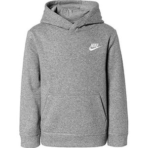 Nike Hoodie voor kinderen, club, hoodie, Younger Kids Overhead Hooded Fleece Sweatshirt Top Heather Grey 86F322 GEH New, Grijs, 4-5 Jaren