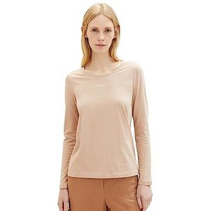 TOM TAILOR Basic shirt met lange mouwen voor dames met, 26353-messy beige, XL
