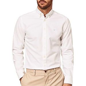 Hackett London Gewassen Oxford overhemd voor heren, Wit (wit), XXL