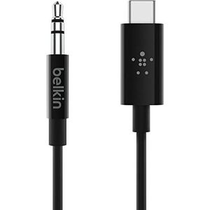 Belkin RockStar 3,5 mm audiokabel met USB-C-connector (USB-C naar 3,5 mm audiokabel, USB-C naar Aux-kabel), 3 ft/9 m