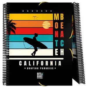 Grafoplás Maxiplas Ordner van kunststof, A4, flexibele omslag, spiraal van pvc, 30 polypropyleen inzetstukken, collectie design Bits&Bobs Pop Up Design California, perfect schoolmateriaal