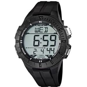 Calypso K5607/6 Herenhorloge, chronograaf, digitaal, kwarts, plastic, zwart/meerkleurig, armband