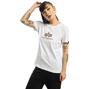 Alpha Industries Nieuw Basic T Hol. Print T-shirt voor dames White/Gold Crystal