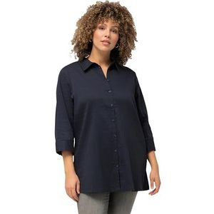 Ulla Popken - Blouse - Zwart - Klassieke Blouse - Wijde Pasvorm - Driekwart Mouw