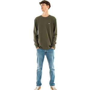 Tommy Jeans TJM REG Wafel L/S TEE DM0DM19216 S/S T-shirt voor heren, groen (fatigue green), XXL, Groen (Vermoeidheid Groen), XXL