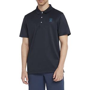 PGA Heren S/S getextureerde Pique Polo-Vocht Wicking, Geventileerde Stof Shirt, marineblauw, L