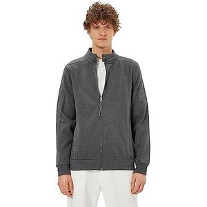 Koton Heren Zipper Pocket Detail Crew Neck Snap Button Sweatshirt, 931 (antraciet), XL