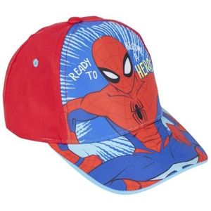 Kindermuts met Spiderman-vizier, rood, maat 53 cm, van 65% katoen en 35% polyester, Spiderman-print, origineel product, ontworpen in Spanje, Rood, one size