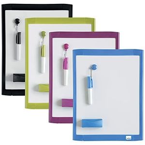 Nobo Mini Magnetisch Whiteboard met Gekleurd Frame, Droog Uitwisbaar, Aan de Muur te Bevestigen, Inclusief Whiteboardmarker, Magneten, Wisser en Montage Pads, 216 x 280 Millimeter, 1903816